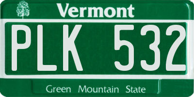 VT license plate PLK532