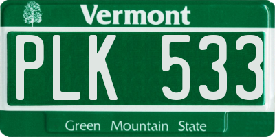 VT license plate PLK533