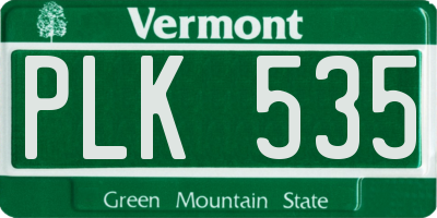 VT license plate PLK535