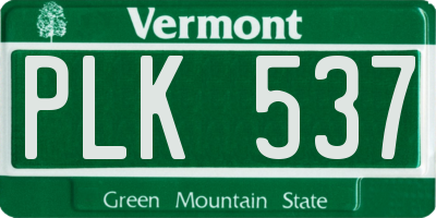VT license plate PLK537