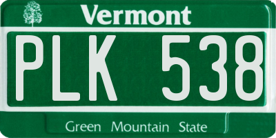VT license plate PLK538