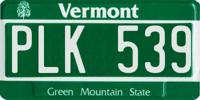 VT license plate PLK539