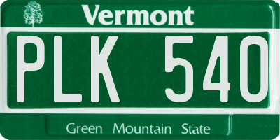 VT license plate PLK540