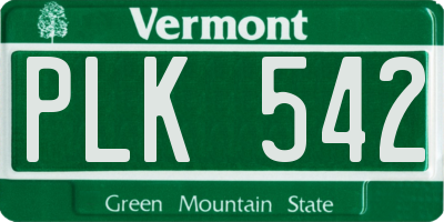 VT license plate PLK542
