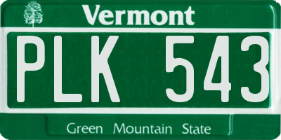 VT license plate PLK543