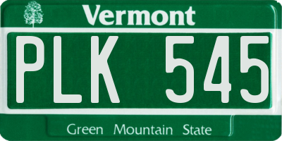 VT license plate PLK545