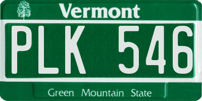 VT license plate PLK546