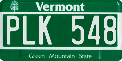 VT license plate PLK548
