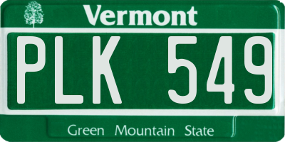 VT license plate PLK549