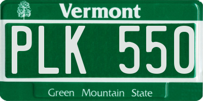 VT license plate PLK550