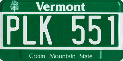 VT license plate PLK551