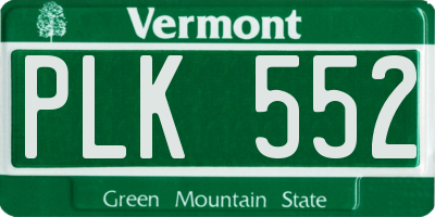 VT license plate PLK552