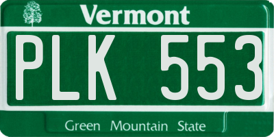 VT license plate PLK553