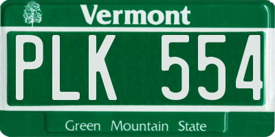 VT license plate PLK554