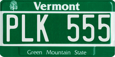 VT license plate PLK555
