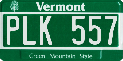VT license plate PLK557