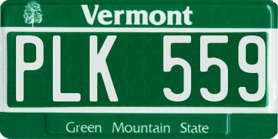 VT license plate PLK559