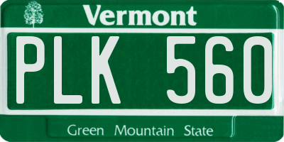 VT license plate PLK560