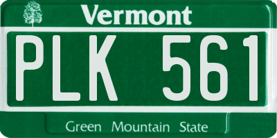 VT license plate PLK561