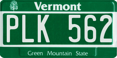 VT license plate PLK562