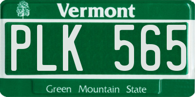 VT license plate PLK565