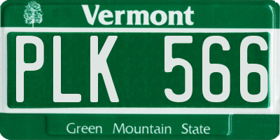 VT license plate PLK566