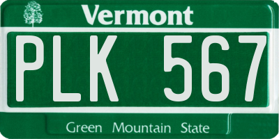 VT license plate PLK567