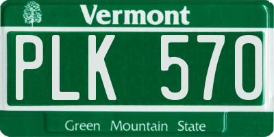 VT license plate PLK570