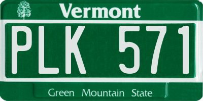 VT license plate PLK571