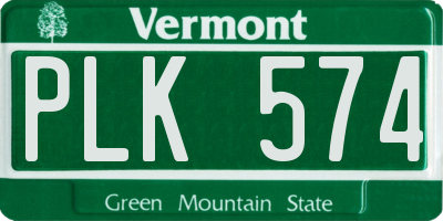 VT license plate PLK574