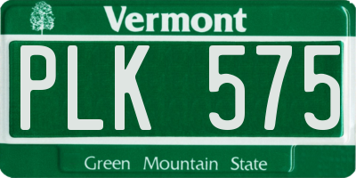 VT license plate PLK575