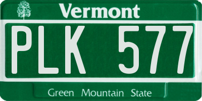 VT license plate PLK577