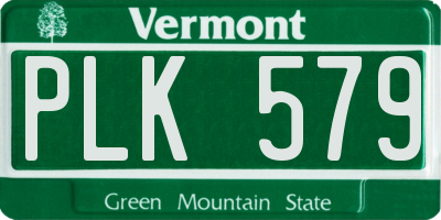 VT license plate PLK579