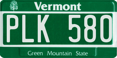 VT license plate PLK580