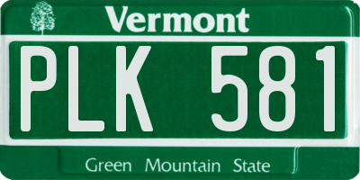 VT license plate PLK581