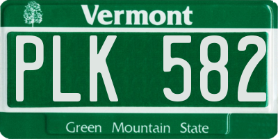 VT license plate PLK582