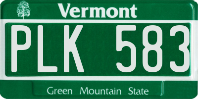 VT license plate PLK583