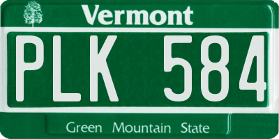 VT license plate PLK584
