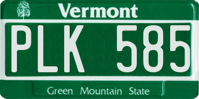 VT license plate PLK585