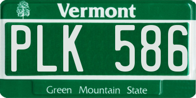 VT license plate PLK586