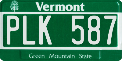VT license plate PLK587