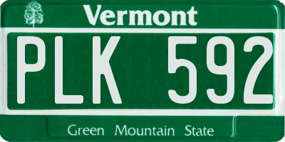 VT license plate PLK592