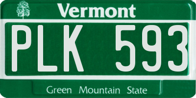 VT license plate PLK593