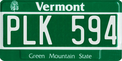 VT license plate PLK594
