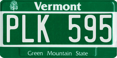 VT license plate PLK595