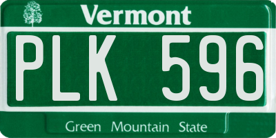 VT license plate PLK596