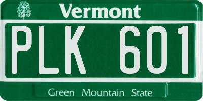 VT license plate PLK601