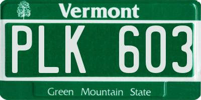VT license plate PLK603
