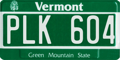 VT license plate PLK604