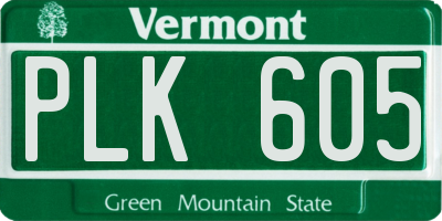 VT license plate PLK605